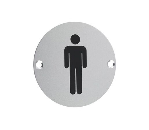 75mm (3") Male Circular Toilet WC Door Sign Symbol
