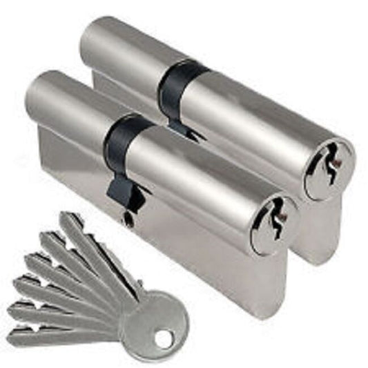Pair 45/45 Suited / Keyed Alike Euro Cylinder Upvc Door Lock Barrell - Chrome