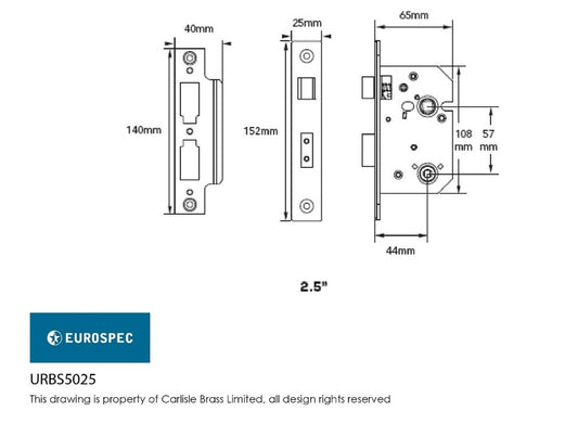 Carlisle Brass - URBS5025 - Eurospec Easi-T Universal Bathroom Sashlock