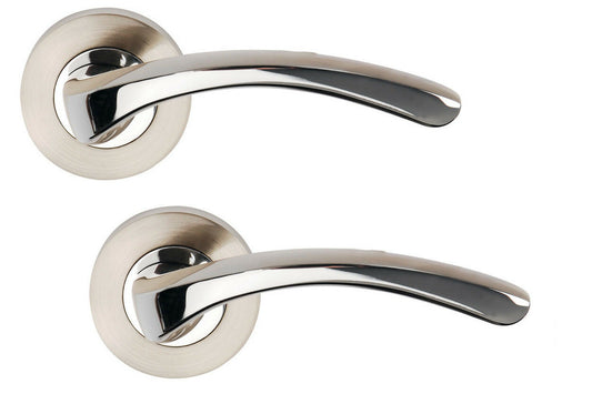 Dale Arc Lever On Round Rose Door Handle Satin Nickel Chrome DH003600