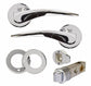 JIGTECH Quick Fit System VECTA Lever on Rose Door Handles Chrome / Satin WC Sets