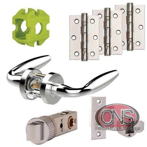 Jigtech Parma Door Handles Pack Hinge and Latch Pack Polished Chrome and Satin C