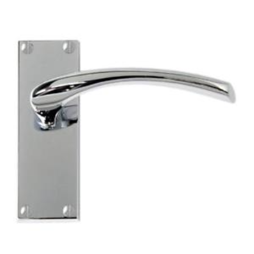 Roma Lever On Latch On Backplate Modern Polished Chrome Internal Door Handles