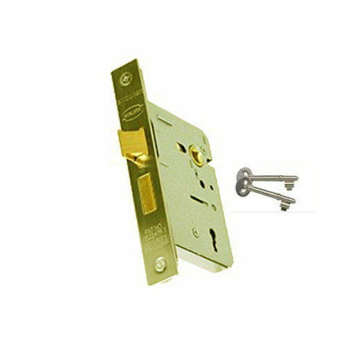 Gridlock 51.05 - Electro Polished Brass 3 Lever Mortice Door Sash Lock 64mm 2.5"