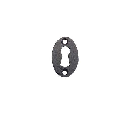 FF07 - 2" Black Antique Cast Iron Keyhole Door Standard Profile Escutcheon