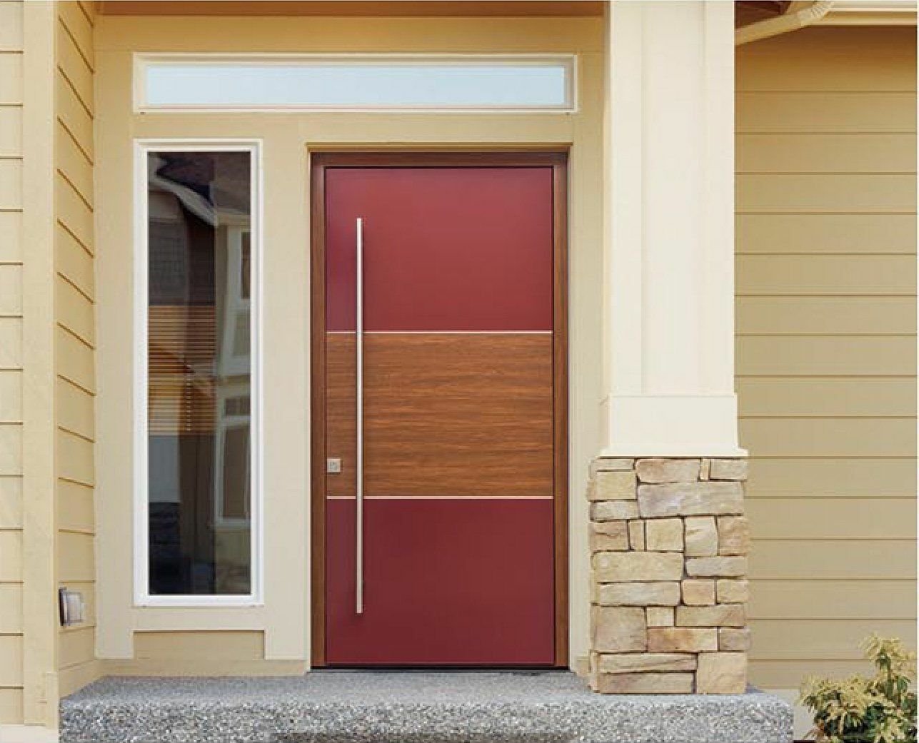 Pair Of Cranked Long Modern Stainless Steel Entrance Composite Door Pull Handles