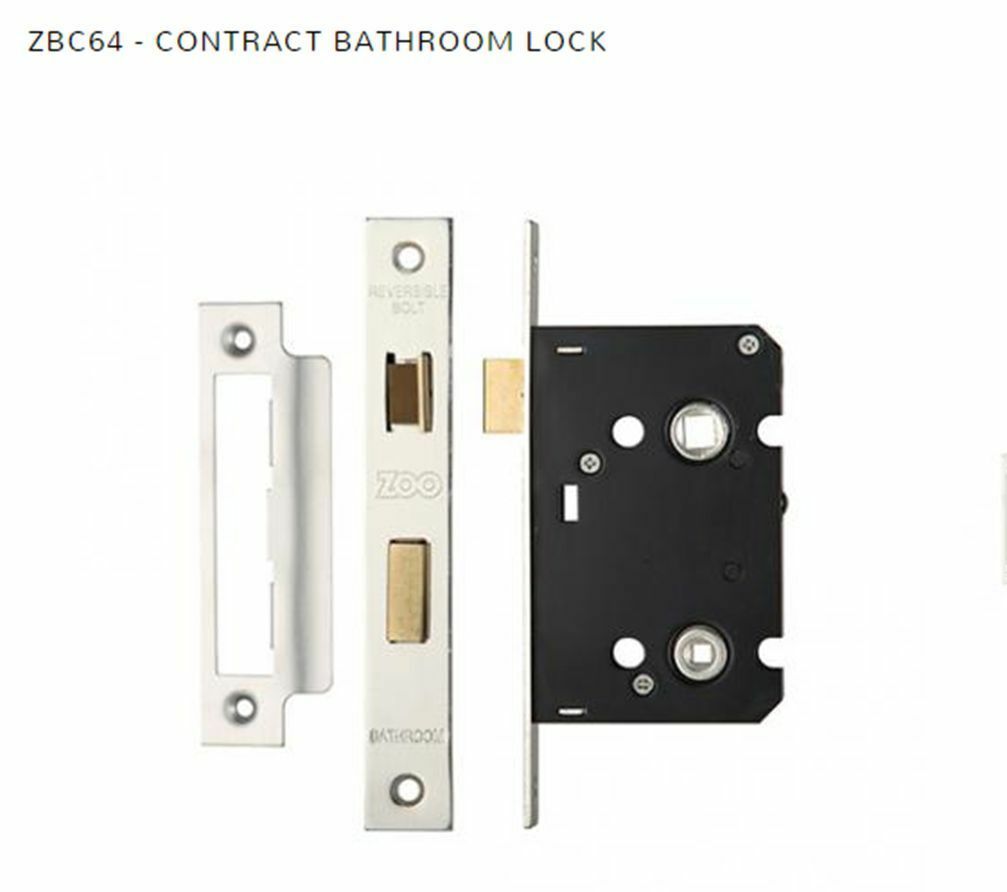 Toilet / Bathroom Door Lock Mortice Reversible 76mm 3" Satin Stainless or Brass