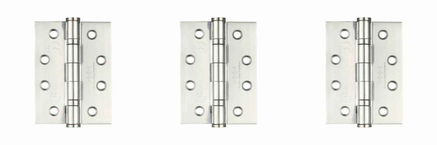 Pack Of 3 Satin Stainless Steel Door Ball Bearing Hinges CE13 Fire Rated 4" x 3"