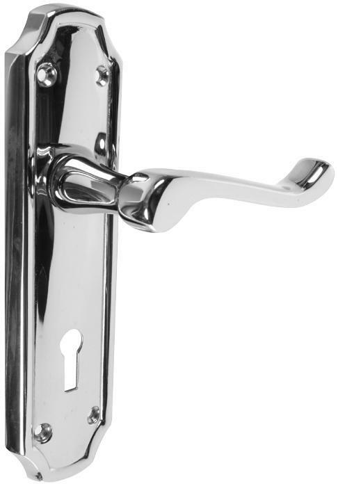 6544 - Scroll Lock Lever Door Handle Polished Chrome 44 x 170mm Sets of 1-15