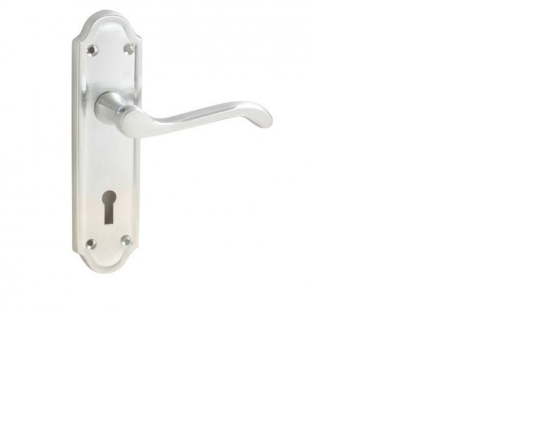 6545 - York Scroll Lock Lever Door Handle Satin Chrome 44 x 170mm Sets of 1-15