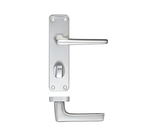 ZCA23 - Pair Of Satin Aluminium Bathroom / Privacy Door Handles on Backplate Set