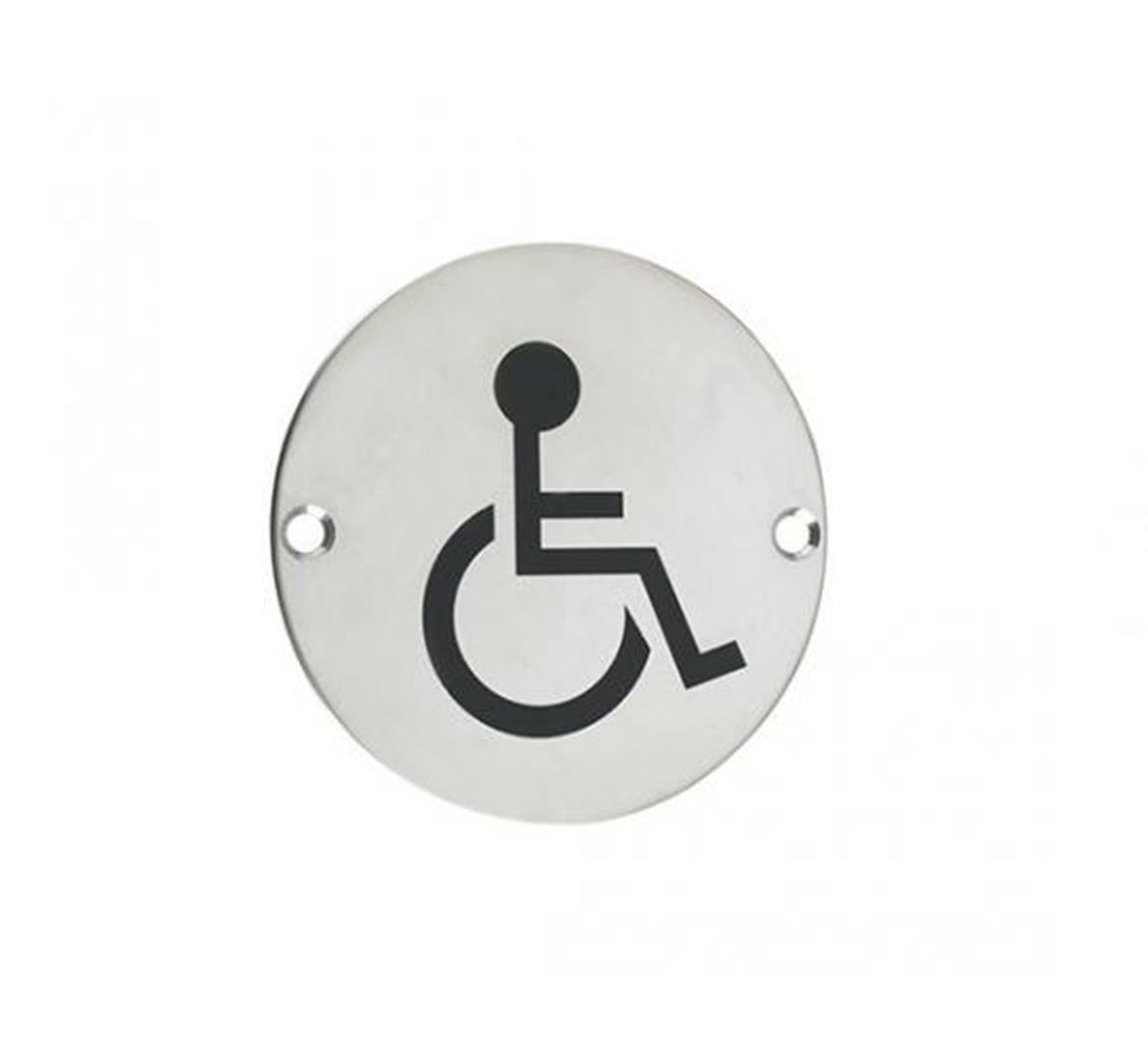 75mm (3") Disabled Circular Toilet WC Door Sign Symbol (Aluminium Or Steel)