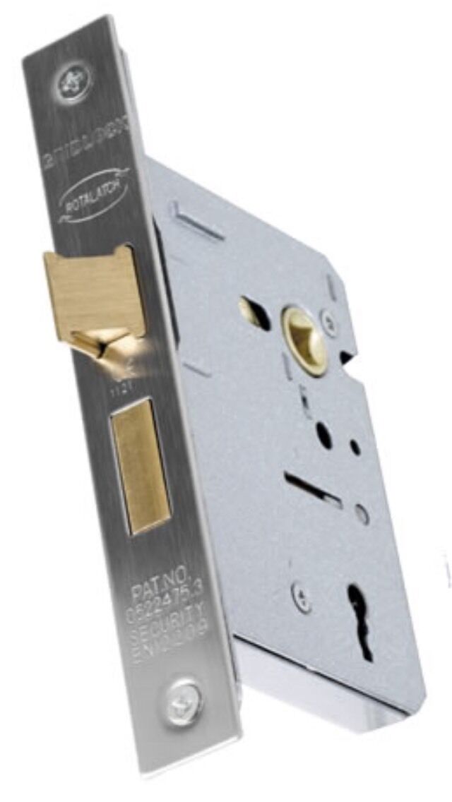 Gridlock 51.05 Mortice Door Sash Lock 3 Lever 65mm 2.5" Polished Stainless Steel