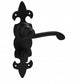 5013 - Set Of Black Antique Fleur-De-Lys Cast Iron Lever Bathroom Door Handles