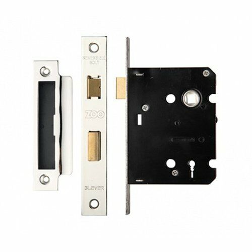 Mortice Door Sash Lock 3 Lever 76mm 3" Satin Stainless or Electro Brass Finish