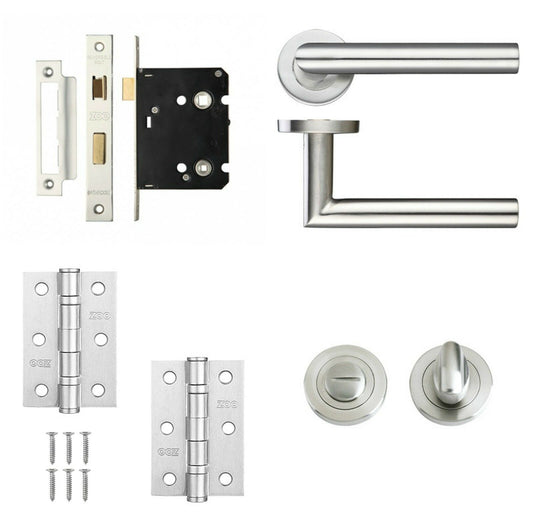 Mitred Internal Door Handle Sets - Latch Lock Bathroom Door Handle Packs ZCS2010