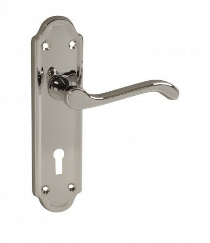 6544 - Victorian Scroll Lock Lever Door Handle Chrome 44 x 170mm Sets of 1-15