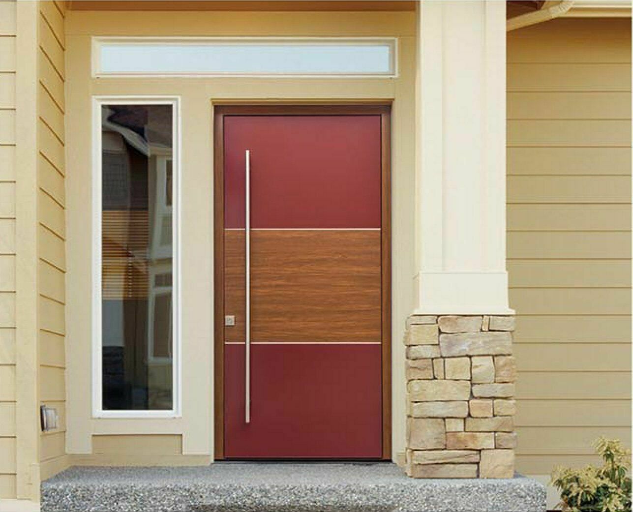 Pair Of Long Modern Stainless Steel Entrance Front Double Door