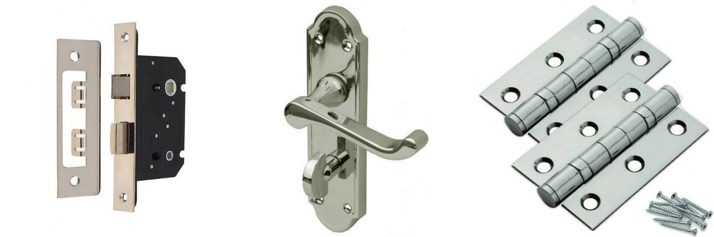 Sherborne Chrome Internal Door Handle Sets Latch Lock Bathroom Door Handle Packs