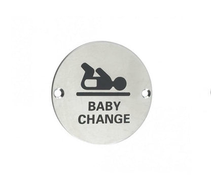 75mm (3") Baby Change Circular Toilet WC Door Sign Symbol (Aluminium Or Steel)