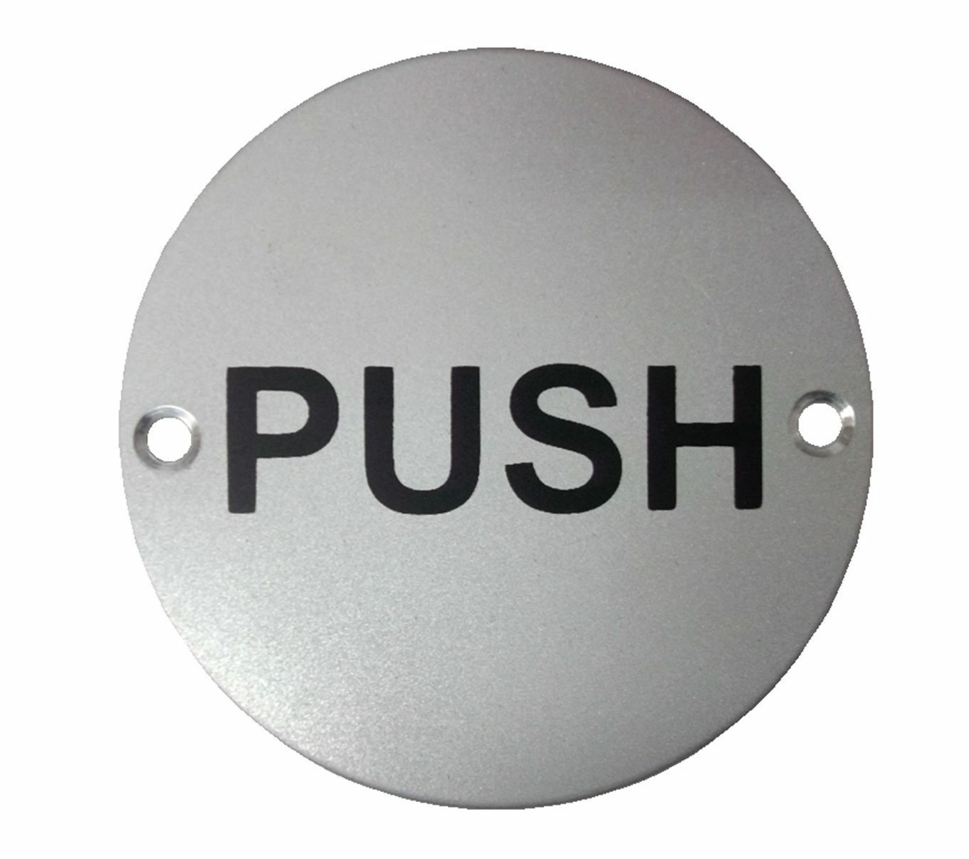 Door Sign Round Disc Push Plate Plaque 75mm Diameter Satin Stainless Steel