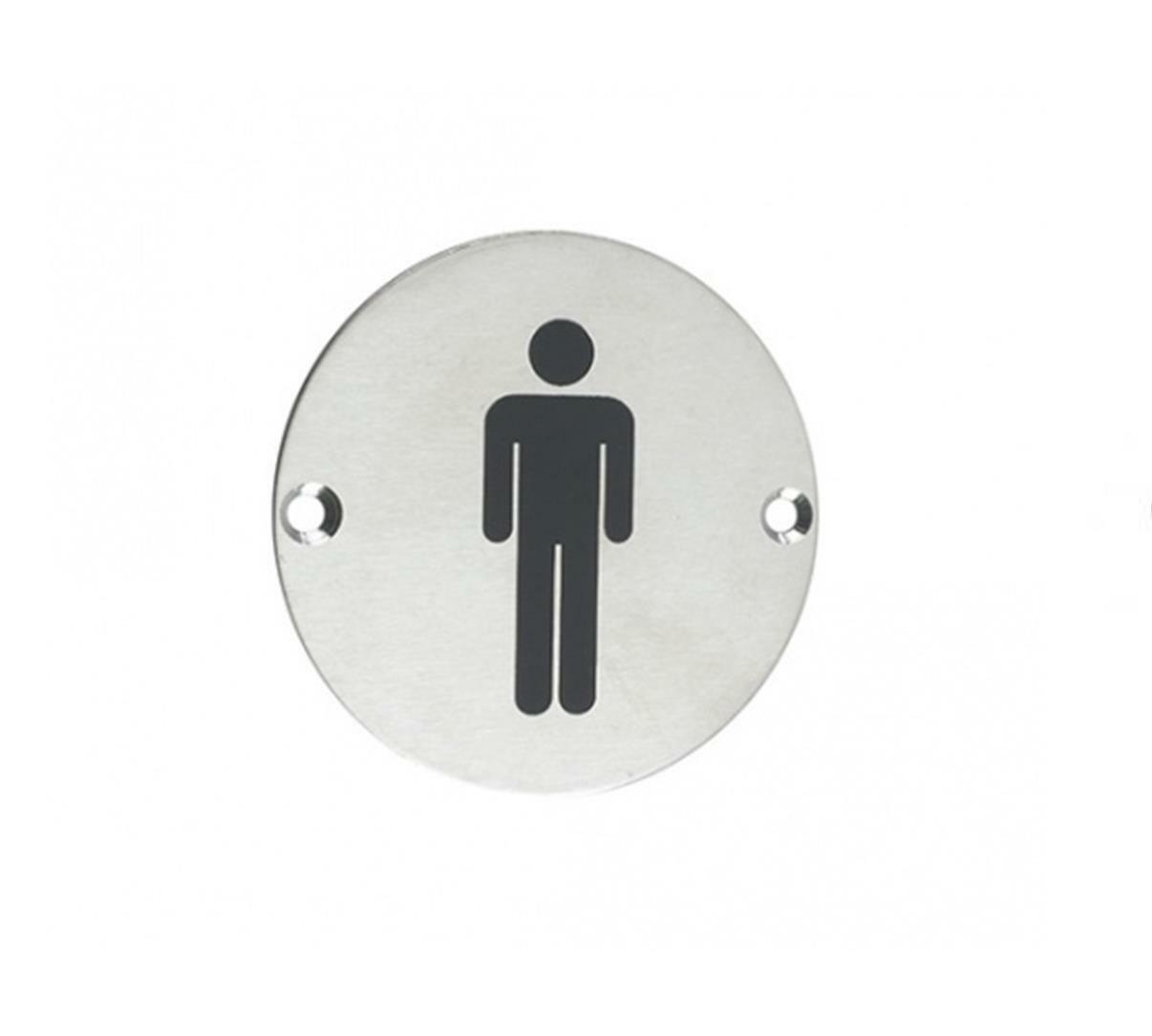 75mm (3") Male Circular Toilet WC Door Sign Symbol