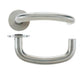 VS070 - Fire Rated 21mm Satin Stainless Steel Door Handle Arched Lever On Rose