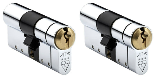 Pair Avocet ATK 3 Star Keyed Alike Anti Snap Euro Cylinder Door Lock Upvc TS007