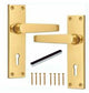 6503 - Polished Brass Straight Victorian Door Handles Lever Lock with Keyhole