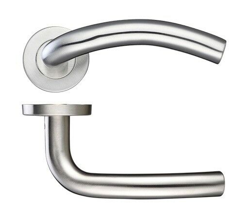 Arched Lever On Rose Internal Door Handles Sets - Satin Stainless Steel
