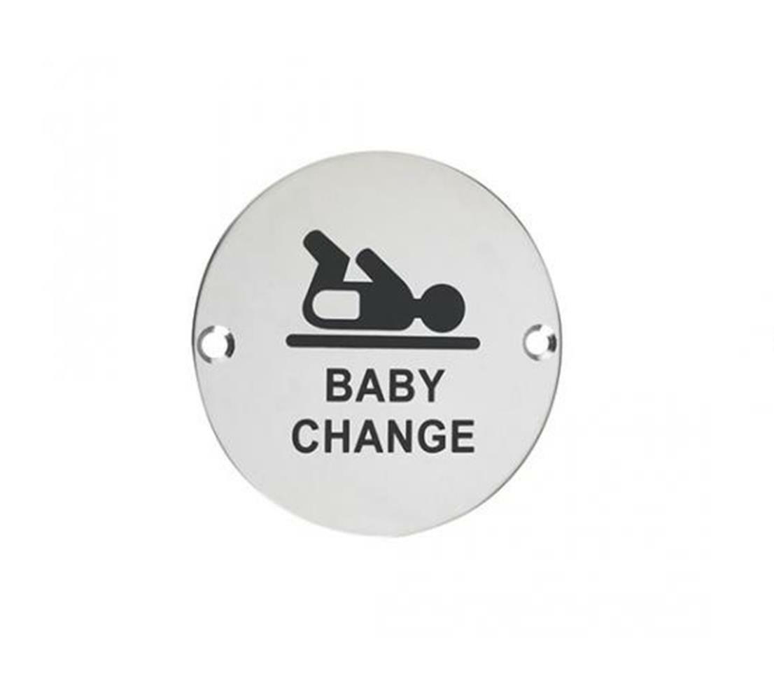75mm (3") Baby Change Circular Toilet WC Door Sign Symbol (Aluminium Or Steel)