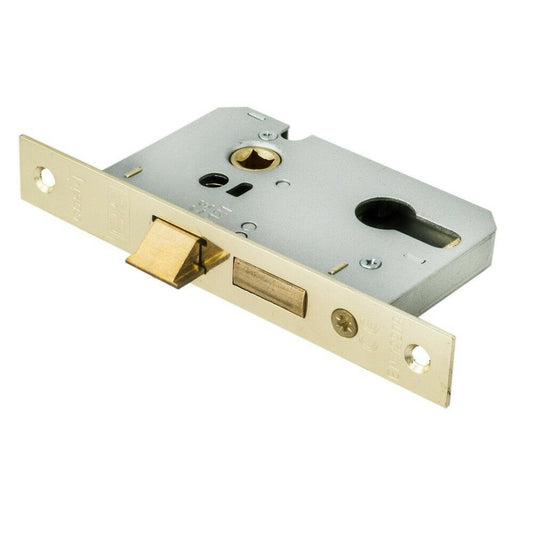 Gridlock 51.08 - Electro Polished Brass Euro Sashlock Sash Door Lock 65mm 2.5"