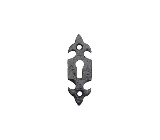 FF03 - Black Antique Cast Iron Keyhole Door Cover Escutcheon Standard Profile