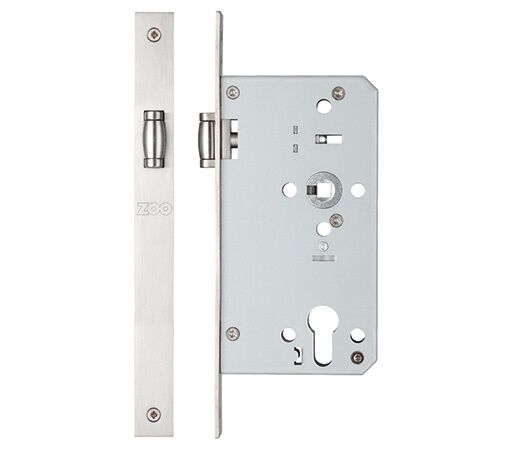 Zoo Hardware ZRD0060L - Satin Stainless Square Euro Roller Latch 60mm Backset