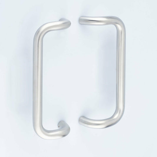 Satin Stainless Steel Cranked Back to Back Door Pull Handles (Pair) 425mm x 32mm