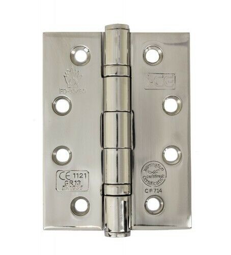 3 Pack Door Hinges Fire Rated Ball Bearing Hinge CE13 Polished Steel 4" x 3"