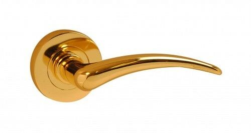 6600 - Pair Of Corsica Lever On Rose Polished Brass Sprung Internal Door Handle