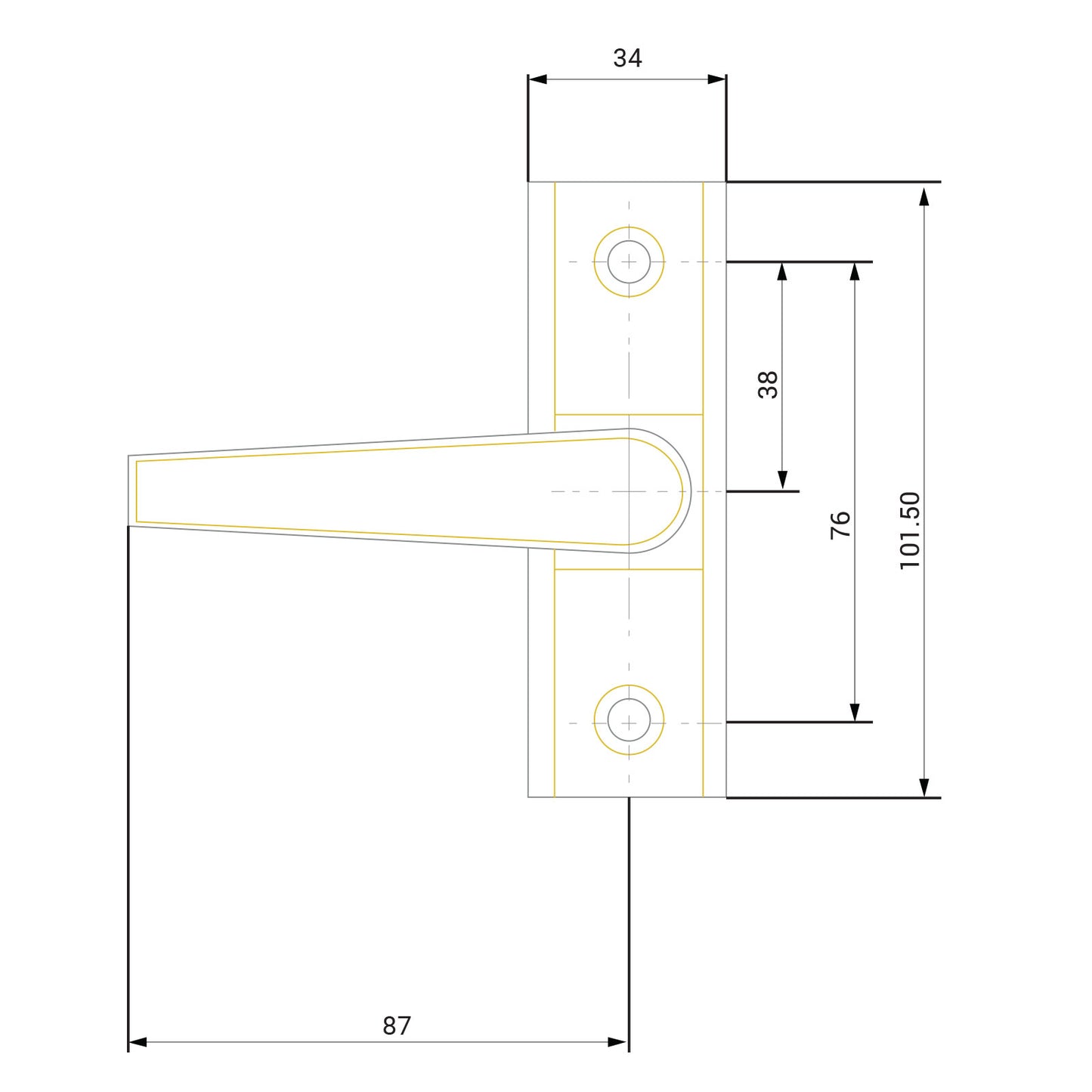 Adams Rite Type / Alpro Lever Handle for Commercial Aluminium Door - SAA