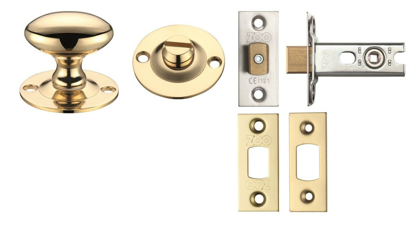 Oval Thumbturn with External Coin Release & Deadbolt 64mm or 76mm Polished Brass