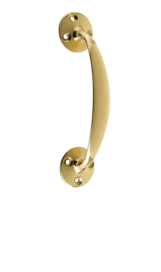 Victorian Bow Cranked Pull Handle 150mm - Polished Brass