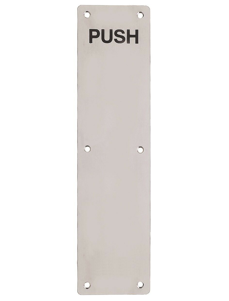 Finger Plate Engraved PUSH Satin Stainless Steel (350 or 300mm x 75mm)