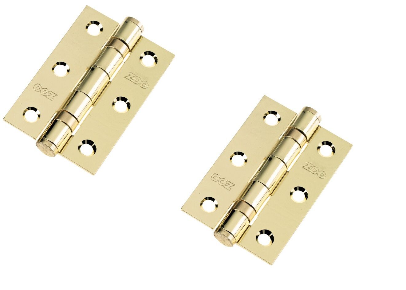 75 X 50 X 2mm Butt Hinges, Ball Raced, Electro Brass Plated