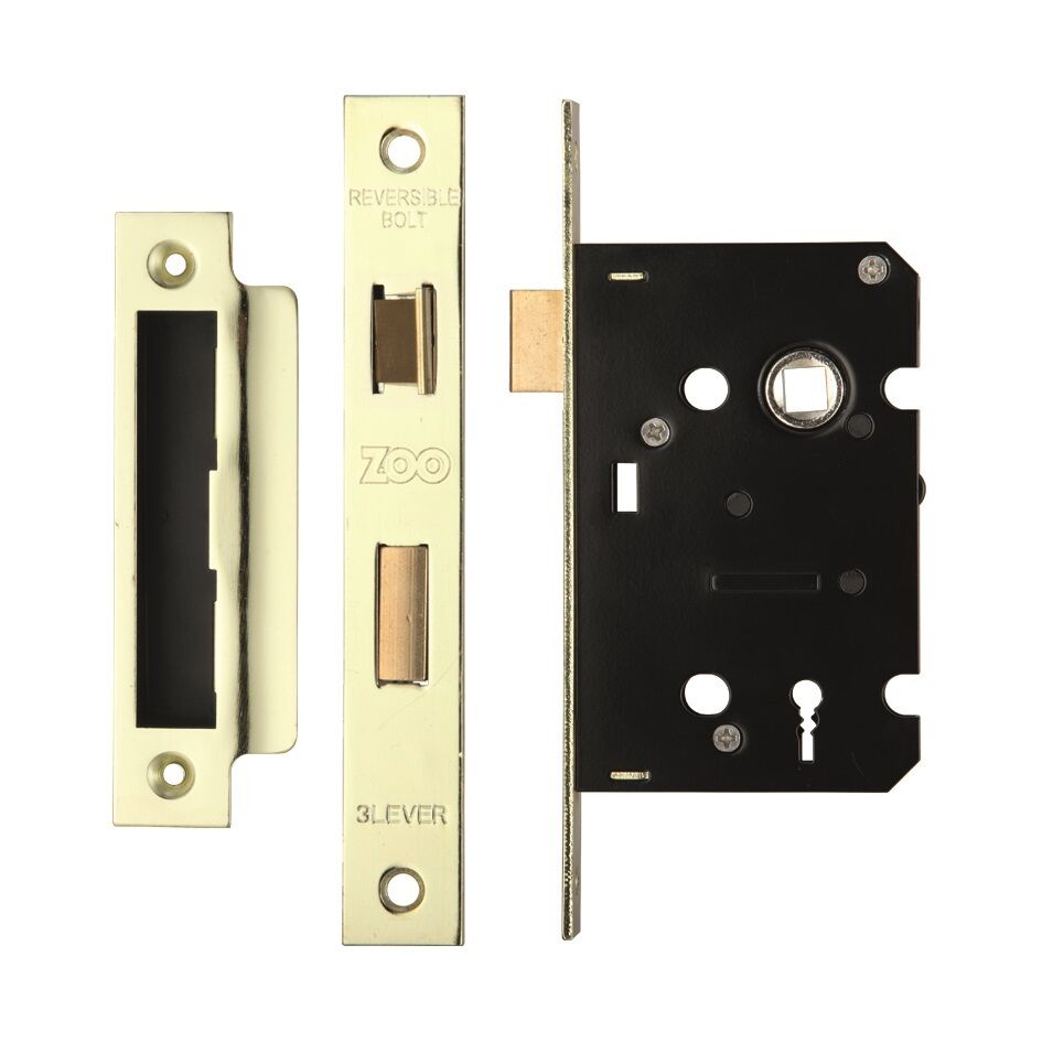 Zoo Hardware Contract 3 Lever Mortice Lock 76mm & 64mm - Various Finishes