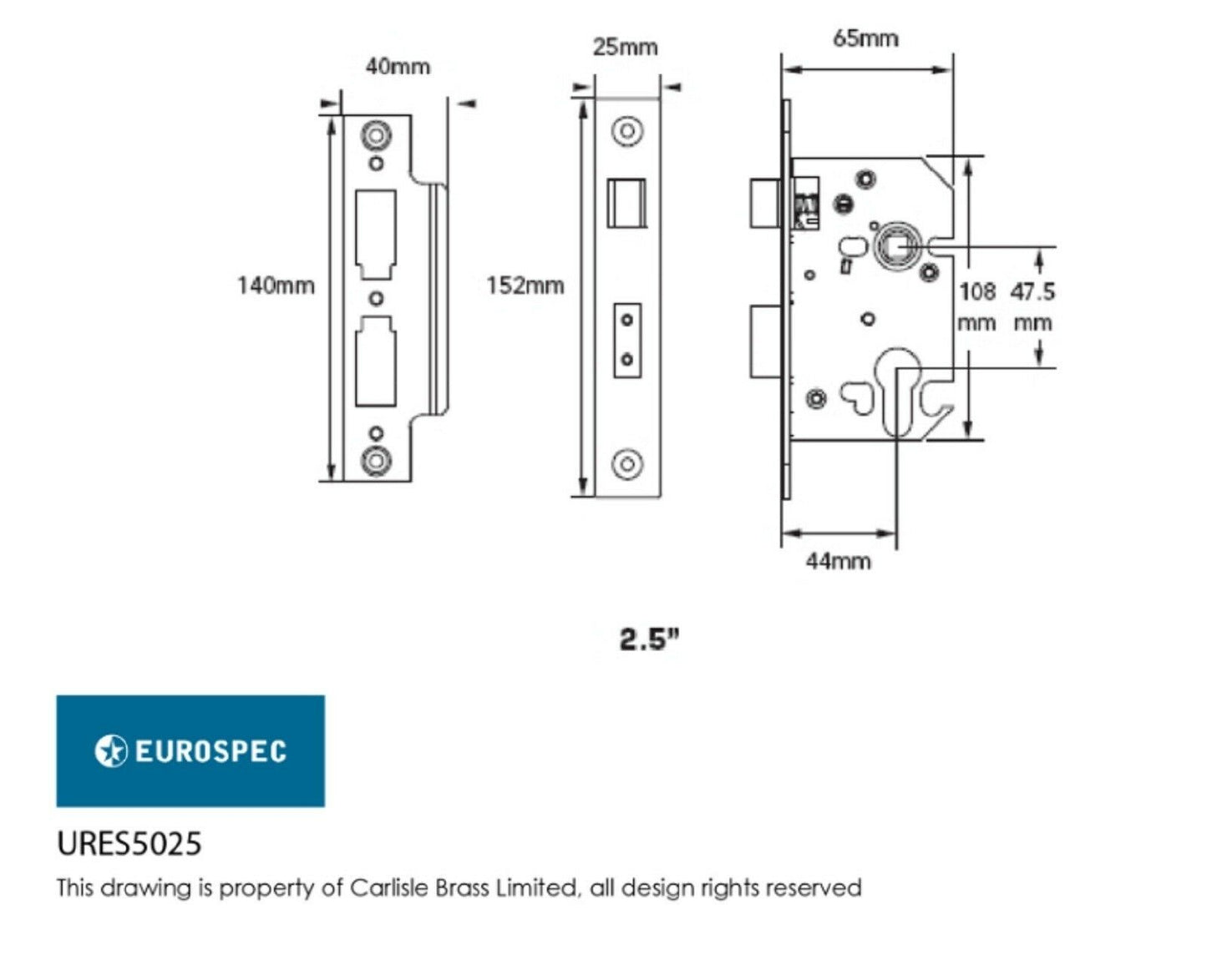 Carlisle Brass - UROS50 - Eurospec Universal Replacement Oval Profile Sashlock