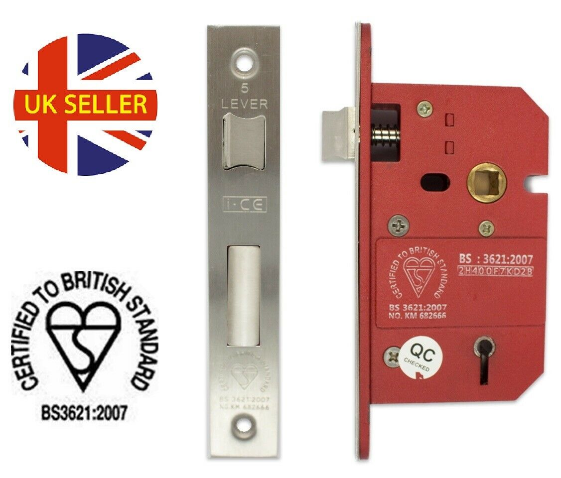 BS3621 British Standard Locks Sash Locks & Dead Locks Stainless Steel 63 or 75mm