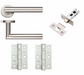 Brushed Stainless Steel Mitred Door Handle Latch Set With Hinges