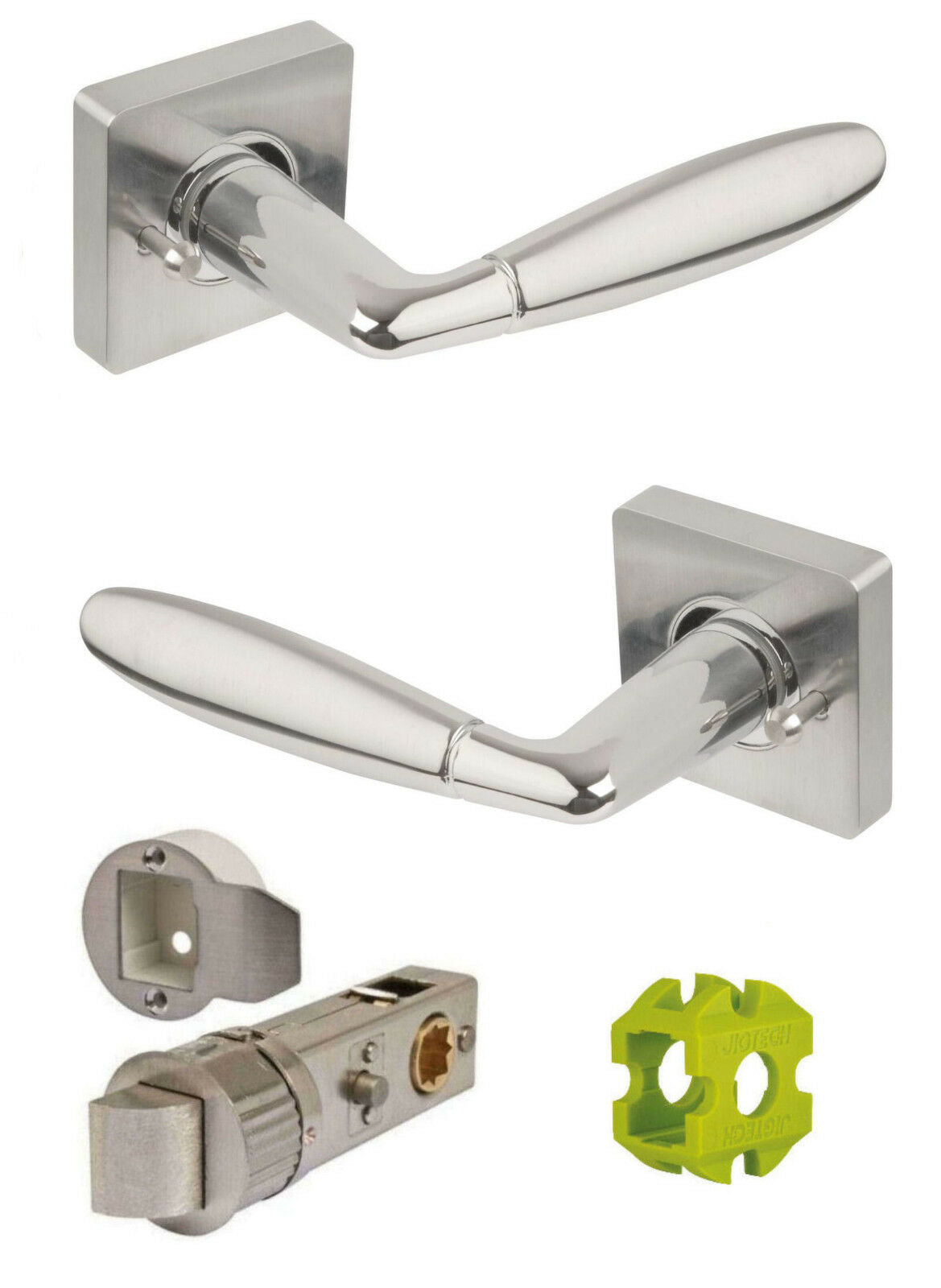JIGTECH Quick Fit System HARRIER Lever on Square Rose Door Handles CP/SC Sets