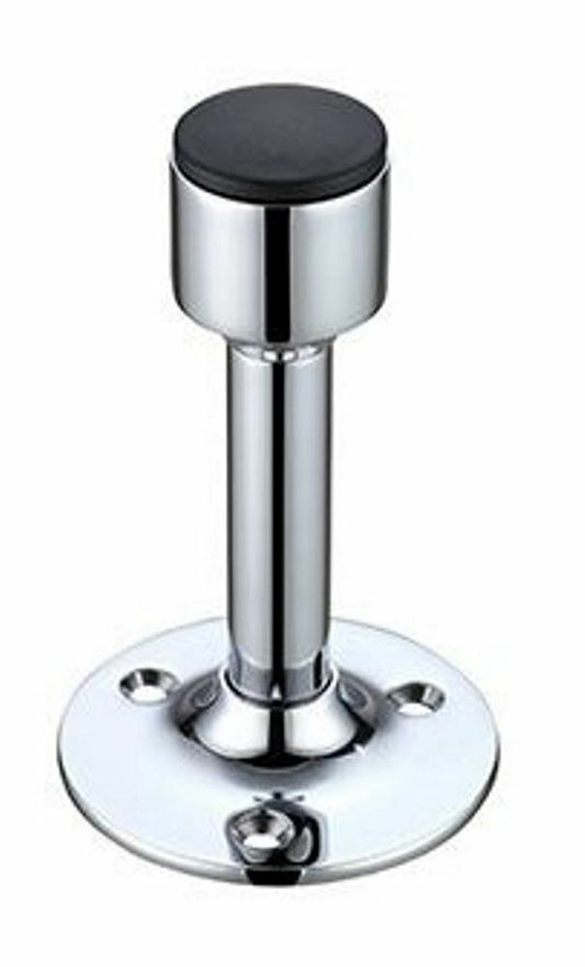 Cylinder Projection Door Stop with Rose - Chrome, Satin, Brass or Satin Nickel