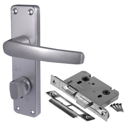 Budget Internal / External Door Handle Set Lever On Backplate - Satin Aluminium