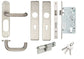 Lever Handle on Rectangular Plate (Latch, Bathroom & Cylinder Lock) Set - SSS